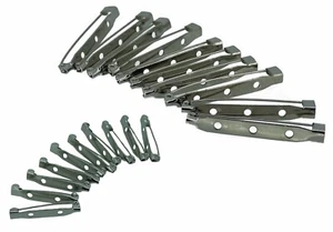 Bundle 20 pcs silver brooch back pins badge fastener bar findings for craft diy - Picture 1 of 4