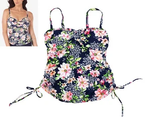 Swim Solutions Juliet Side Tie Floral Print Underwire Tankini Top 8 NWT Multi - Picture 1 of 1