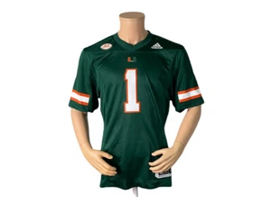 NWT$120 Men Adidas NCAA Miami Huracans jersey #1 green Size Large - Picture 1 of 5