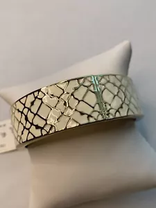 Mariam Haskell Gold tone White enamel spring closure Bangle - Picture 1 of 8