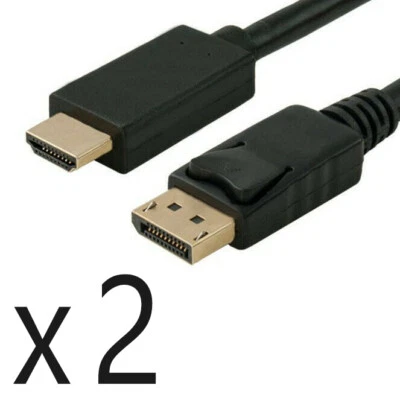 2 Pack 15ft Display Port DisplayPort DP to HDMI Converter Adapter Cable 4K 1080p - Image 1 of 2