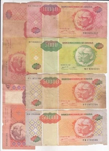 Angola, (lotto di 6) vecchia emissione, banconote con difetti/danni, A4 - Foto 1 di 2