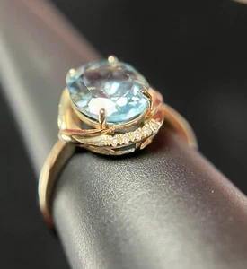 Unikat Damenring aus 585er Gelbgold mit Topas & Brillanten – Echtschmuck - Bild 1 von 15