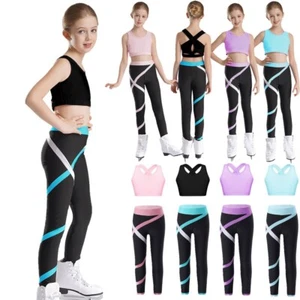 Kids Girl's Tracksuit Running Vest And Trousers Yoga Sweatsuit Competition Teen - Picture 1 of 31