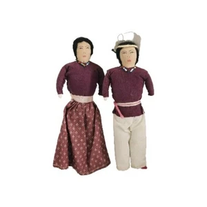 Vintage Set Navajo Native American Indian collectible Cloth dolls 8" tall - Picture 1 of 3