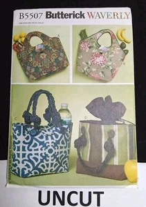 BUTTERICK WAVERLY UNCUT Pattern B5507 Lined Totes Shopping Lunch Bags FF - Picture 1 of 8