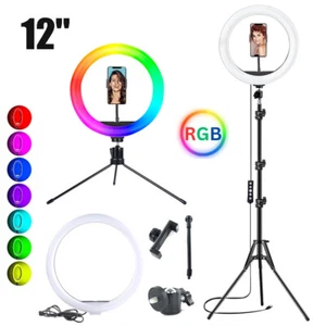 Ring Light with Tripod Stand & Phone Holder 12" inch RGB LED Selfie Ring Lights - Picture 1 of 11