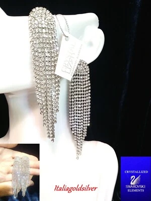 Orecchini Donna Pendenti SWAROVSKI ORIGINALI Argento Cristalli Gioielli sposa - Immagine 1 di 4