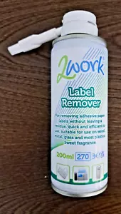 2x NEW CANS (2x 200ml each) 2WORK LABEL REMOVER WITH BRUSH APPLICATOR DB50590 - Picture 1 of 2