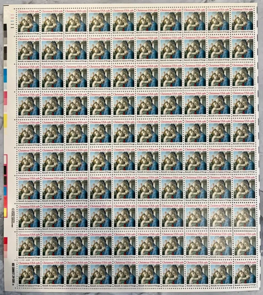 Scott #1939 - 1981 Boticelli Madonna & Child Full Sheet of 100 US 20¢ Stamps MHN - Image 1 of 1