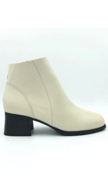 🔥NUEVO-AJ Valenci Mujer Botines Zapatos Talla 81/2 M Cuero Blanco Cremallera #945372🔥 Foto 1 de 4