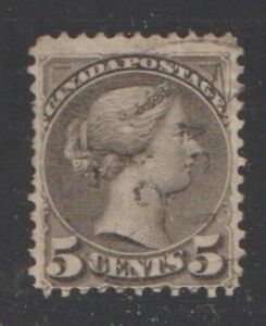 Canada Stamp Scott  Unitrade 38  5 cents Small Queen Issue Used Fine - Very Fine