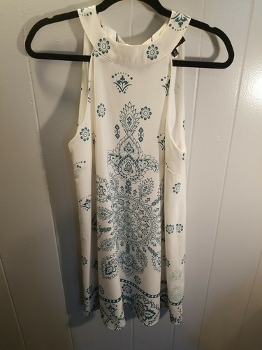 Abito Lulus donna M senza maniche stampa boho mini tubino collo alto evento femminile