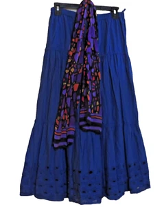 Vintage 3 Tiered Eyelet Full Skirt with attach slip JW Style! Made India SZ M - Picture 1 of 8