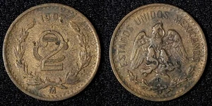 MÉXICO Bronce 1906 2 Centavos Ancho Fecha KM# 419 (27 891) - Imagen 1 de 3