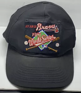 Cappello Berretto Vintage Anni 90 1991 Atlanta Braves World Series Nero SnapBack Twins - Foto 1 di 3