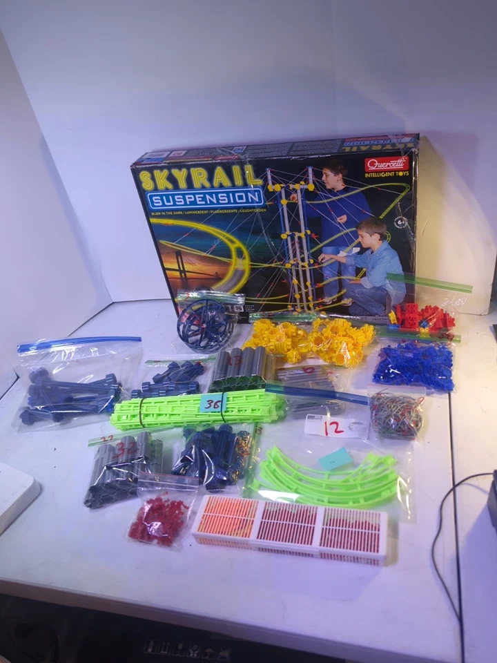 Quercetti Skyrail Suspension Marble Run 310 pieces 12 Yards GLOW IN THE DARK  - Image 1 of 4