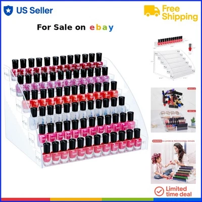 Organizador de esmalte de uñas acrílico 6 capas estante de almacenamiento multiusos para cosméticos Foto 1 de 4