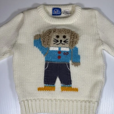 Suéter de malha vintage Ocean Pacific infantil tamanho 4T leão - Imagem 1 de 4