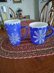 HausenWare Blau Kaffeebecher Schneeflocken & Eiszapfen 2er Set - Bild 1 von 8
