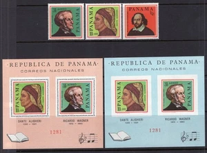 Panama 1966 Writers & Composers Set + Perf + Imperf Souvenir Sheets MNH - Bild 1 von 1