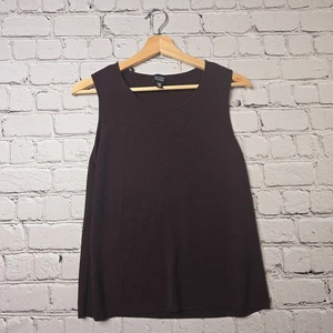 Eileen Fisher Rundhalsausschnitt Schokolade Espressobraun 100 % Wolle Strick Top Größe Medium - Bild 1 von 11