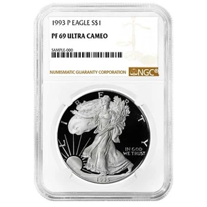 1993-P Proof $1 American Silver Eagle NGC PF69UC Brown Label - Picture 1 of 3