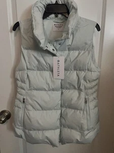 ATHLETA Women’s Downtown Gilet Puffer Vest Size M Glacier Blue New - Picture 1 of 15