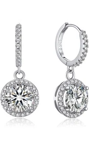 MomentWish Moissanite Huggie Earrings for Women, Jewerly Gifts for Her, D Color - Picture 1 of 8