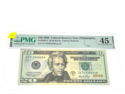 2006 $20 Ten Dollars, FEDERAL RESERVE NOTE Philadelphia, COLOR,'PMG 30 V F (#86) - Image 1 of 2