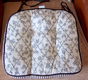 Vtg Waverly Garden Room Seat Cushion Toile Pattern Roosters & Floral Country - Picture 1 of 8