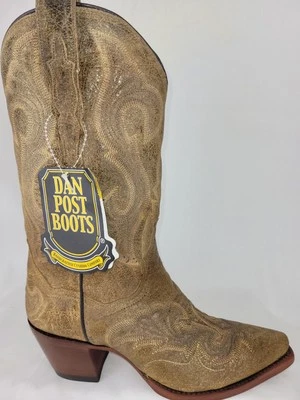 Botas vaqueras Dan Post Western cuero marrón angustiado para mujer talla 6,5 ¡NUEVAS! Foto 1 de 4