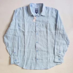 NEW (with tags) GAP Light Blue 100% Linen Long Sleeve Shirt - Size S - Picture 1 of 4