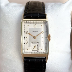 Le Coultre Art Deco Tank 5756 Vintage 20 mm 14k Gold Handaufzug Herrenuhr - Bild 1 von 13