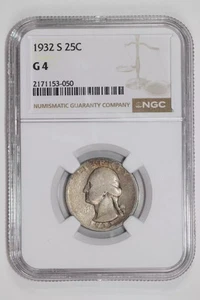 1932-S WASHINGTON QUARTER NGC G6 - Picture 1 of 2