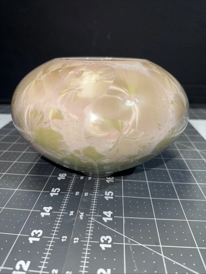 Hermoso cuenco de esmalte cristalino Flambeaux de cerámica artística 5x7 Foto 1 de 3