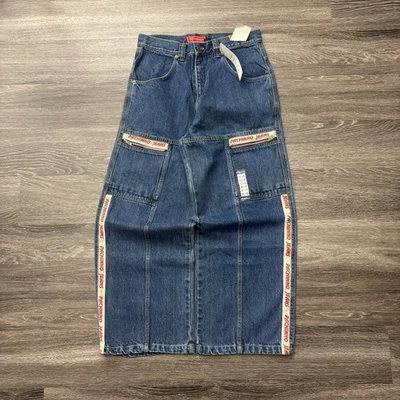 Jeans Pachinno Vintage Y2K Perna Larga Baggy Tamanho 31x29 Estilo JNCO Logotipos Estoque Morto - Imagem 1 de 4