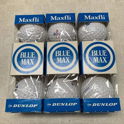 Vintage Maxfli Blue Max Golf Balls Dunlop 3 Sleeves 9 Balls Total - Image 1 of 4