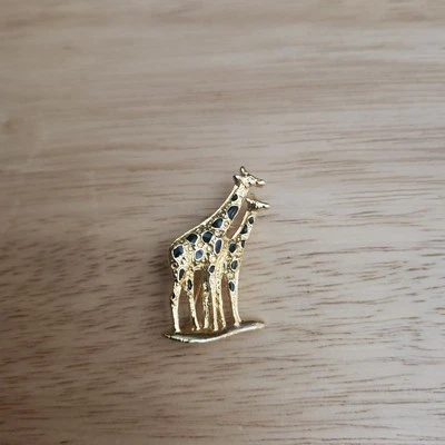 Broche prendedor 2 jirafas tono dorado esmalte animal safari joyería madre niño bebé Foto 1 de 3