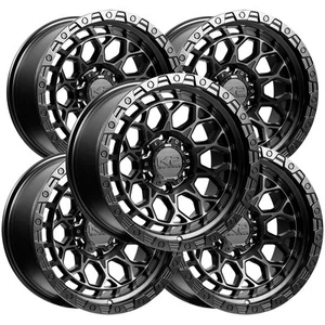 (Set of 5) K2 Off-Road K24 Punisher 17x9 5x5" +0mm Black/Tint Wheels Rims - Picture 1 of 9