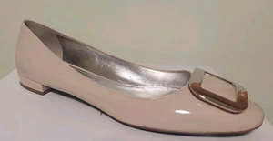 PRADA ICONIC Patent Nude LOGO Buckle CLASSIXC FLATS EU 40 9 I LOVE SHOES - Picture 1 of 6