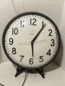 Vintage SUNBEAM 17” Electric School Office Industrial Metal Wall Clock AS IS - Picture 1 of 18