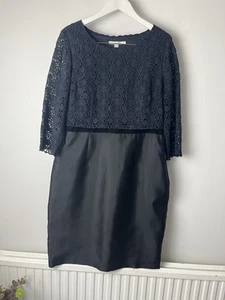 Boden Negro Encaje Superpuesto Mezcla Seda Falda Vestido Formal Uk16 - Imagen 1 de 11