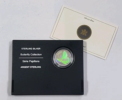 2006 Royal Canadian Mint Butterfly Collection Silvery Blue Silver Coin W/ COA - Image 1 of 2