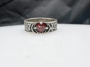 VINTAGE MASSIVER SILBER EHERING FOR LOVE SO SWEET ROTES HERZ DAMEN RING GRÖSSE J - Bild 1 von 8
