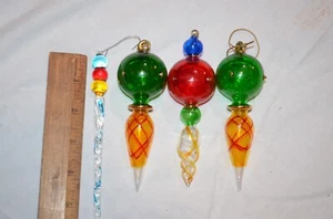 Christmas Ornaments Lot of 5 Colorful  Blown Glass - Picture 1 of 5