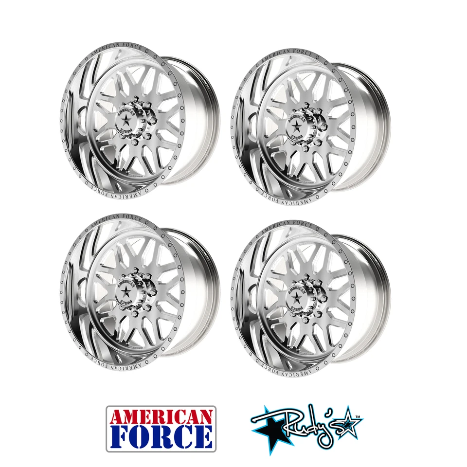 (4) 22x10 American Force Polished SS8 Trax Wheels For Chevy GMC Ford Dodge - Image 1 of 1