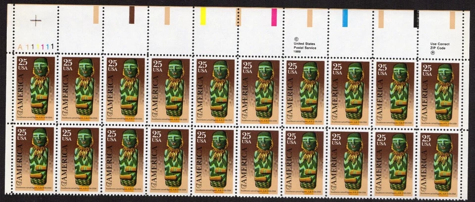 Scott #2426 pre-Columbian America Southwest Plate Block of 20 Stamps - MNH UL #2 - Image 1 of 1