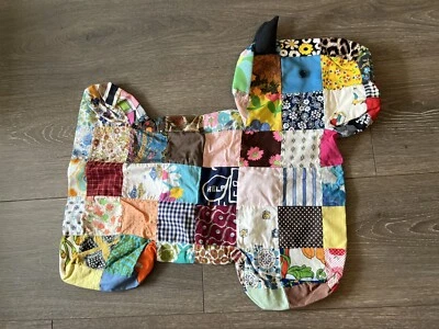 "Funda de almohada vintage con retazos en forma de perro (sin relleno) colorida 17x17"" hecha a mano"  Foto 1 de 4