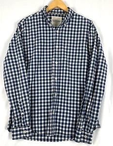 Aeropostale Shirt Men's Large Long Sleeve Button-Up Plaid Navy Blue white cotton - Picture 1 of 10